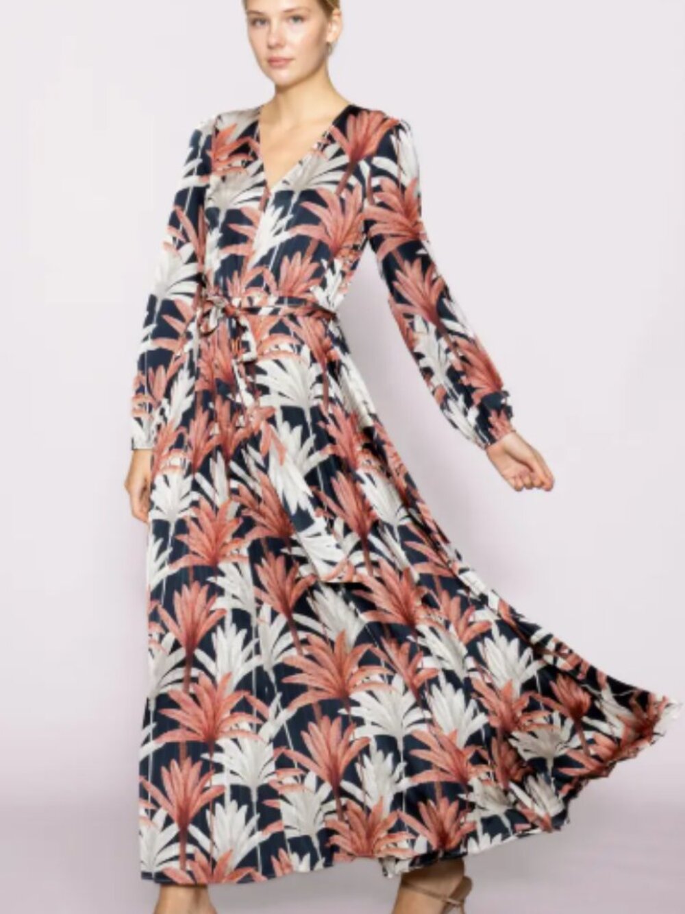 Melloday Botanical Pleated Maxi Dress – Navy Multi – Small – NWT - Picture 15 of 15